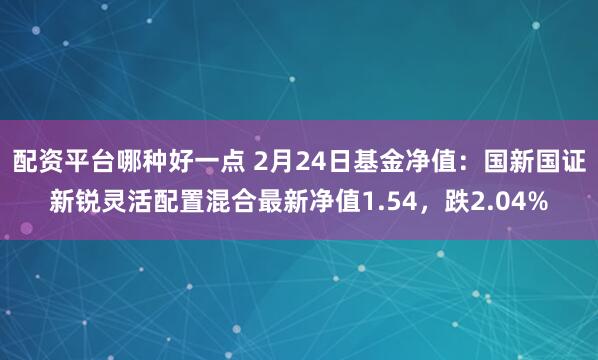 配资平台哪种好一点 2月24日基金净值：国新国证新锐灵活配置混合最新净值1.54，跌2.04%