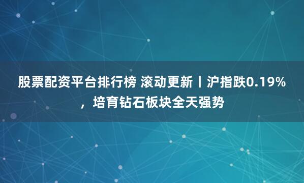 股票配资平台排行榜 滚动更新丨沪指跌0.19%，培育钻石板块全天强势