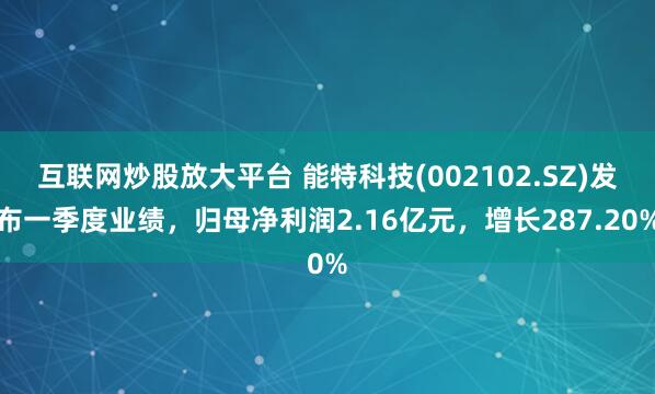互联网炒股放大平台 能特科技(002102.SZ)发布一季度业绩，归母净利润2.16亿元，增长287.20%